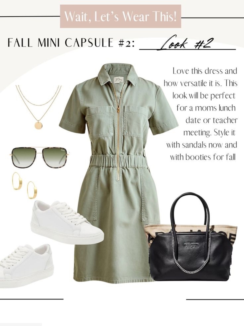J. Crew Sage Green Zip-Front Utility Shirt Dress